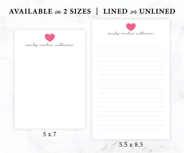 Personalized Notepad • Heart