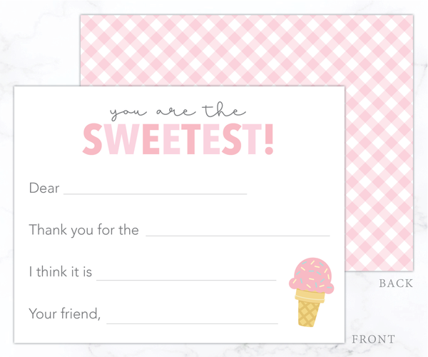 Ice Cream • Fill-in-the-Blank Thank You Cards