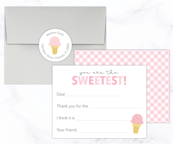 Ice Cream • Fill-in-the-Blank Thank You Cards