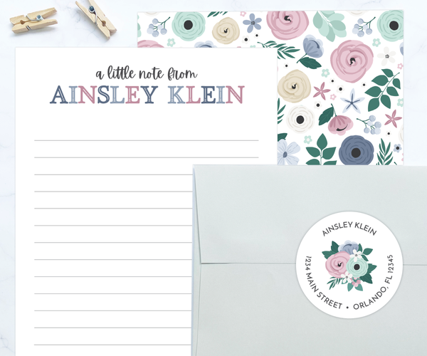 Kids Letter Writing Set • Lavender Floral