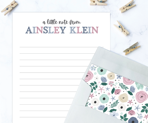 Kids Letter Writing Set • Lavender Floral