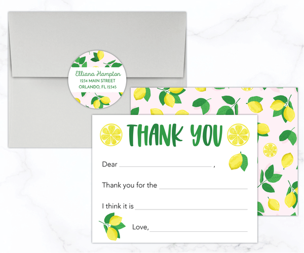 Lemons • Fill-in-the-Blank Thank You Cards