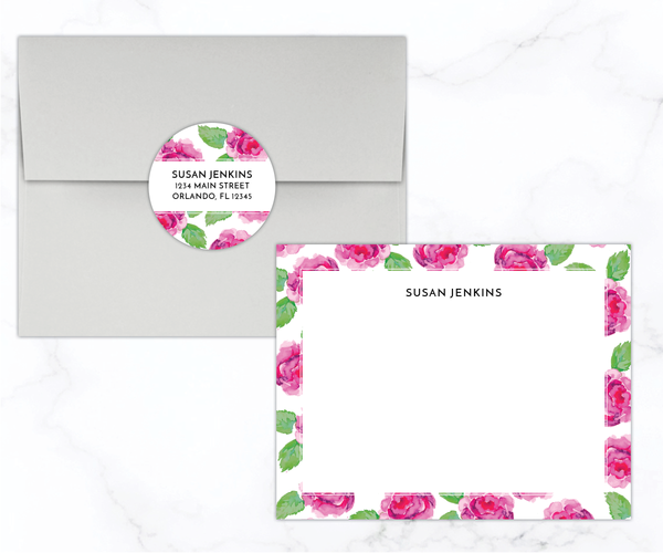 Magenta Floral • Flat Note Cards