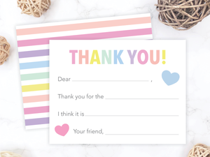 Pastel Stripe • Fill-in-the-Blank Thank You Cards