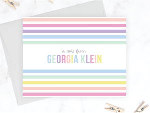 Pastel Stripes • Folding Note Cards
