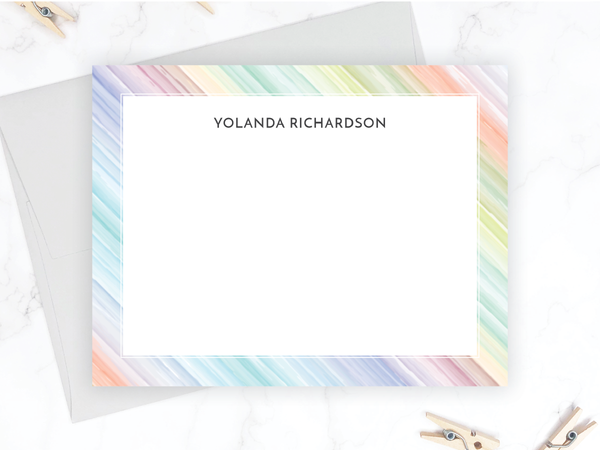 Pastel Stripes • Flat Note Cards