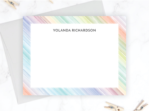 Pastel Stripes • Flat Note Cards