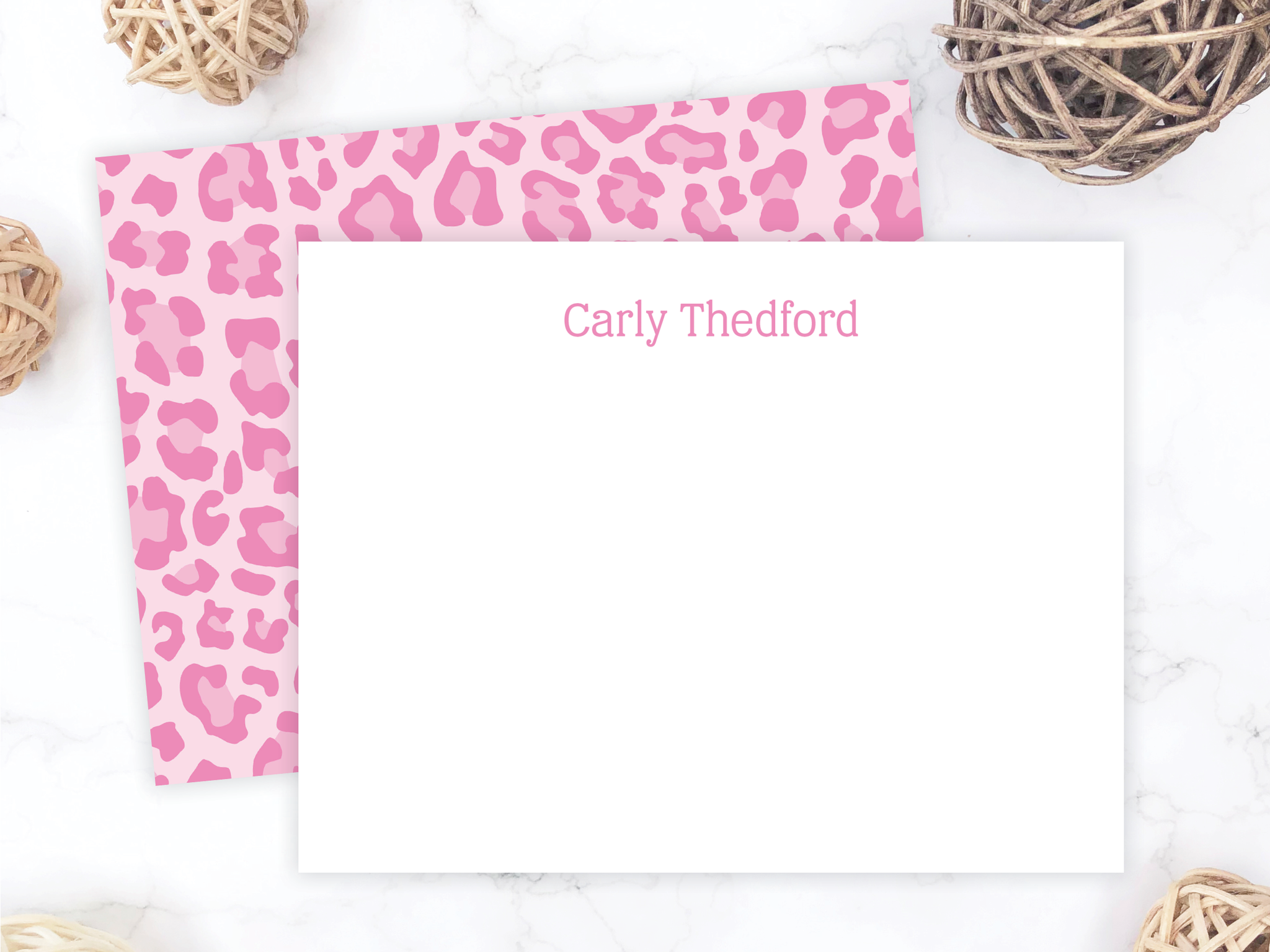 Pink Leopard • Flat Note Cards