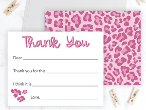 Pink Leopard • Fill-in-the-Blank Thank You Cards