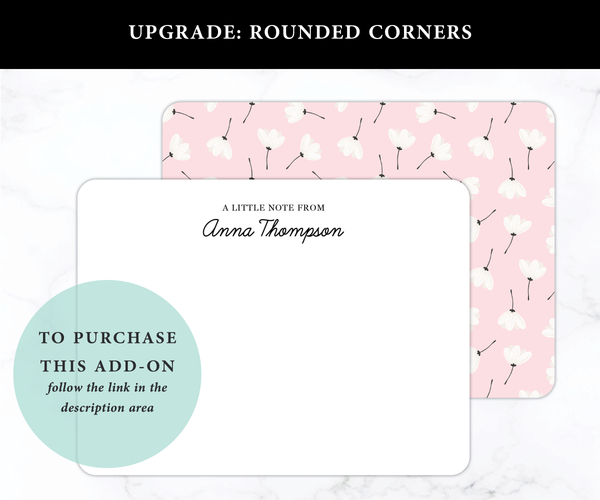 Pink White Floral • Flat Note Cards
