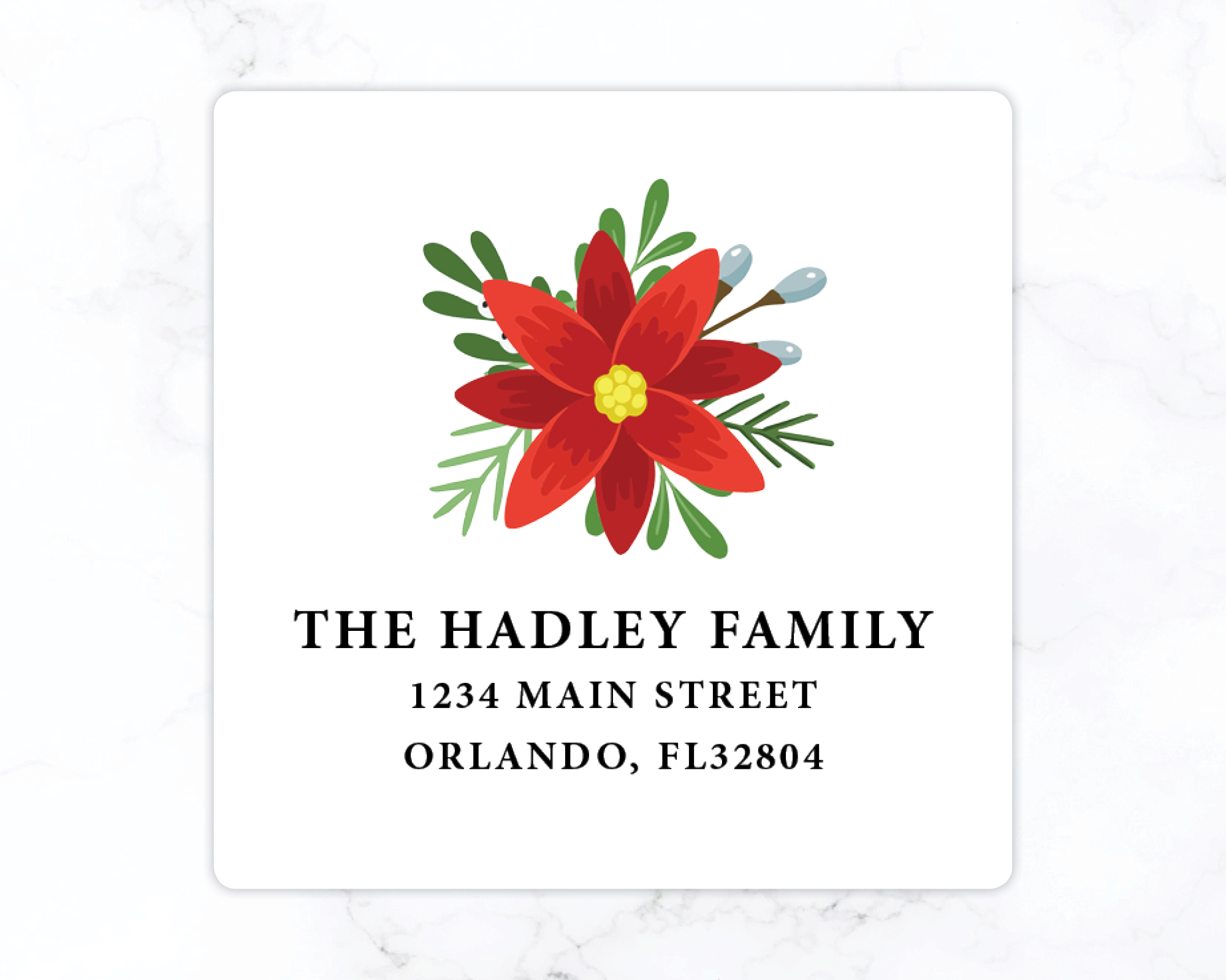 Poinsettia | Holiday Return Address Labels