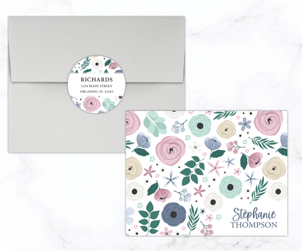 Lavender Floral • Folding Note Cards