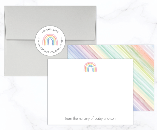Watercolor Rainbow • Flat Note Cards