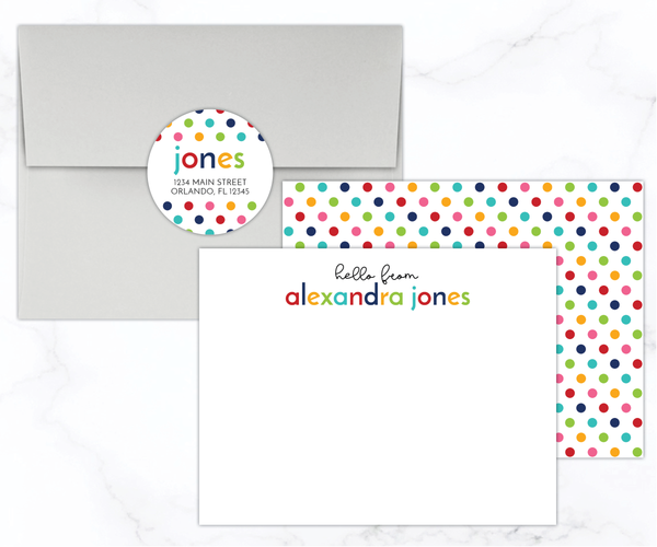 Rainbow Dots • Flat Note Cards