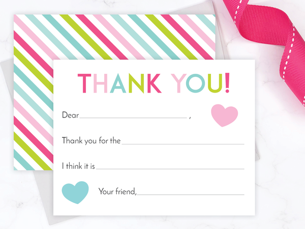 Rainbow Stripe • Fill-in-the-Blank Thank You Cards