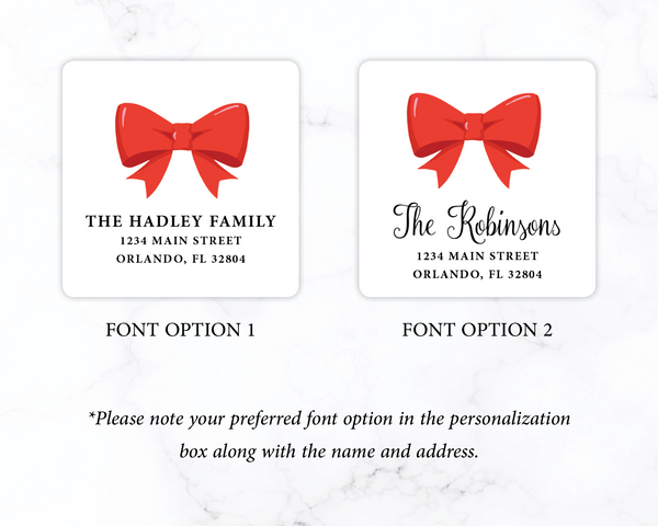Red Bow | Holiday Return Address Labels