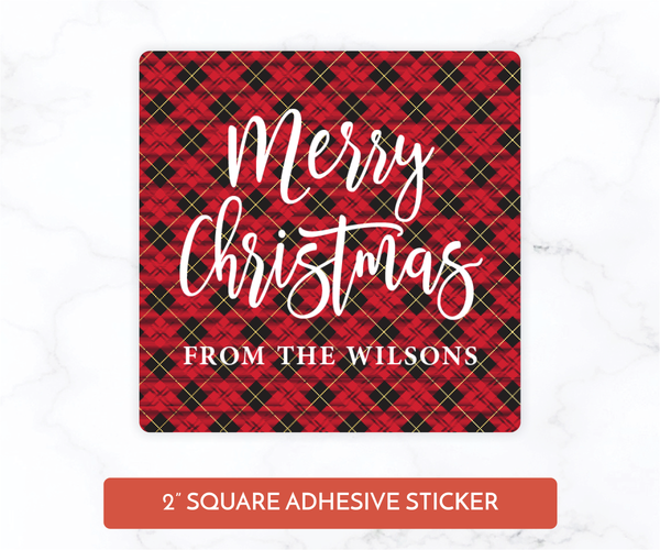 Red Plaid • Holiday Gift Labels