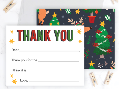 Reindeer • Fill-in-the-Blank Thank You Cards