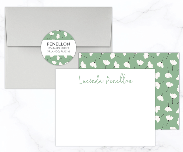 Sage Floral • Flat Note Cards