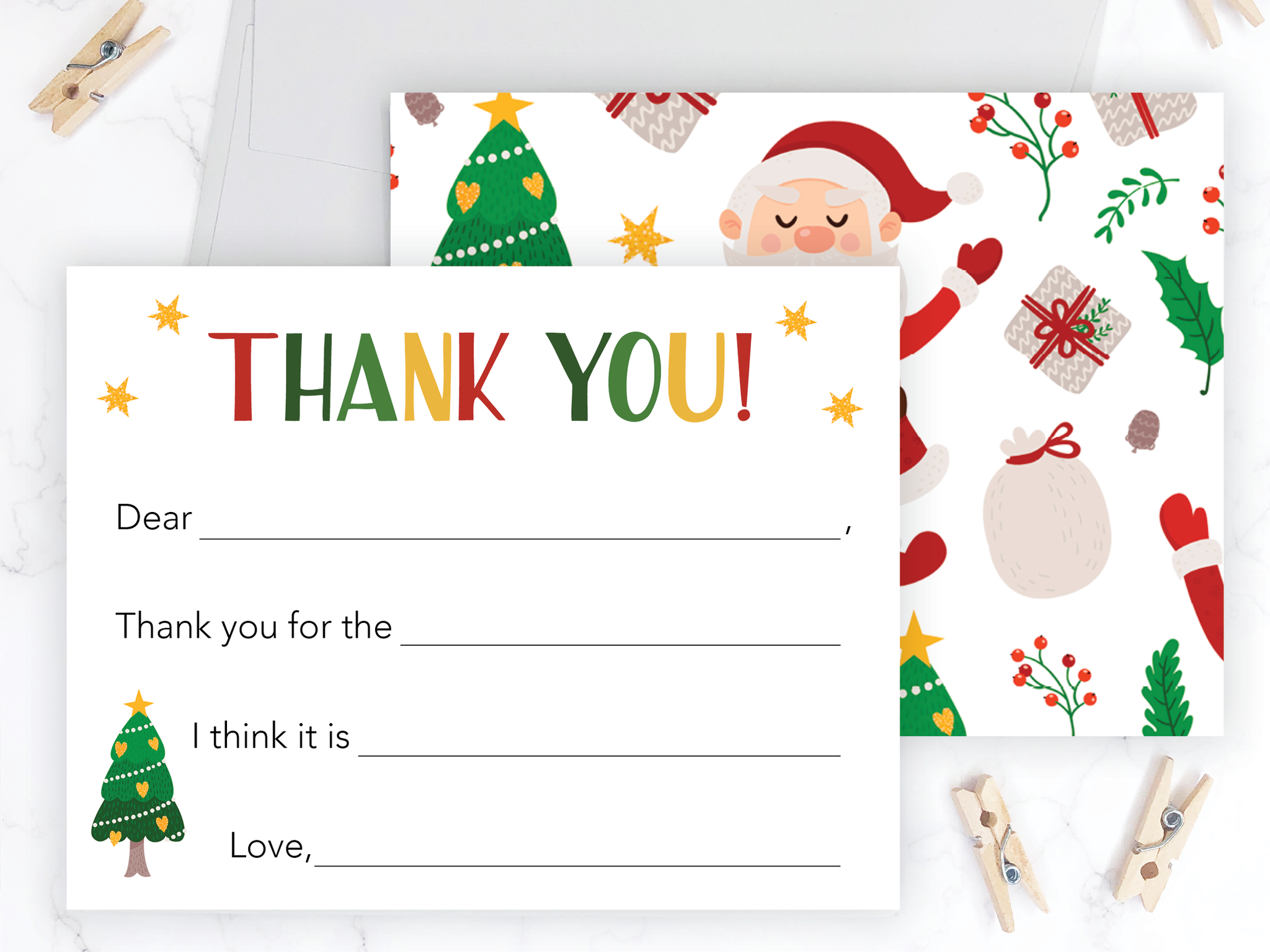 Santa • Fill-in-the-Blank Thank You Cards