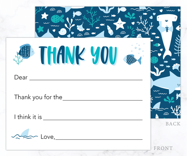 Shark • Fill-in-the-Blank Thank You Cards