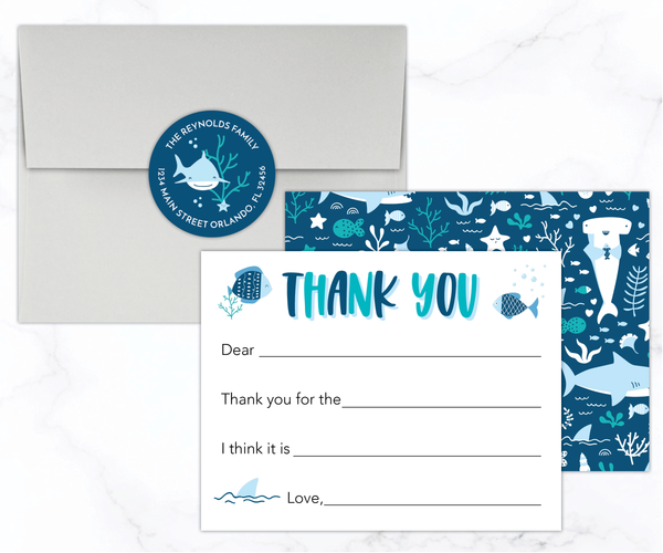 Shark • Fill-in-the-Blank Thank You Cards