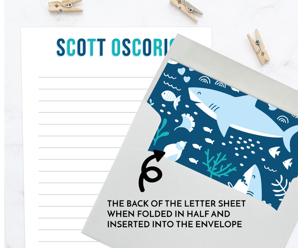 Kids Letter Writing Set • Shark Stationery