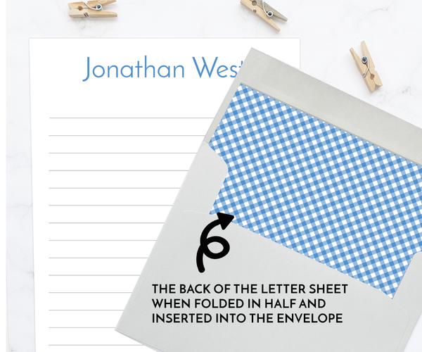 Kids Letter Writing Set • Blue Gingham