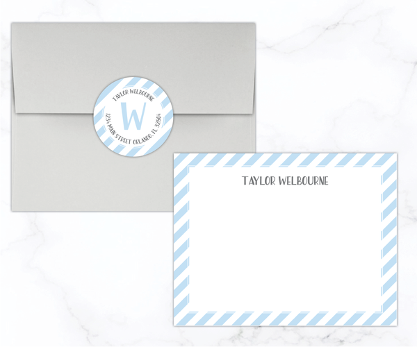 Striped Border • Flat Note Cards
