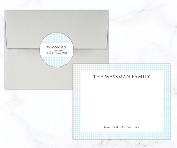 Sky Gingham • Flat Note Cards