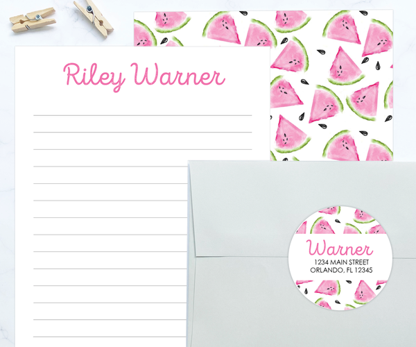 Kids Letter Writing Set • Watermelon Stationery