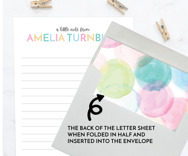 Kids Letter Writing Set • Pastel Polka Dots