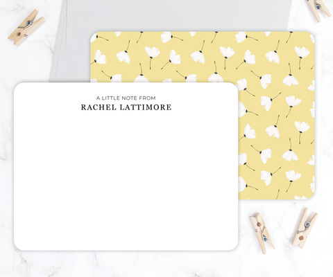 Yellow White Floral • Flat Note Cards